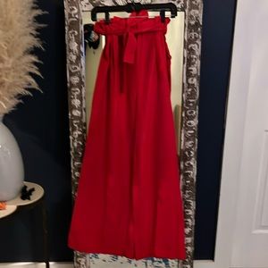 Minkpink Red Belted Wide Leg Pants Trousers